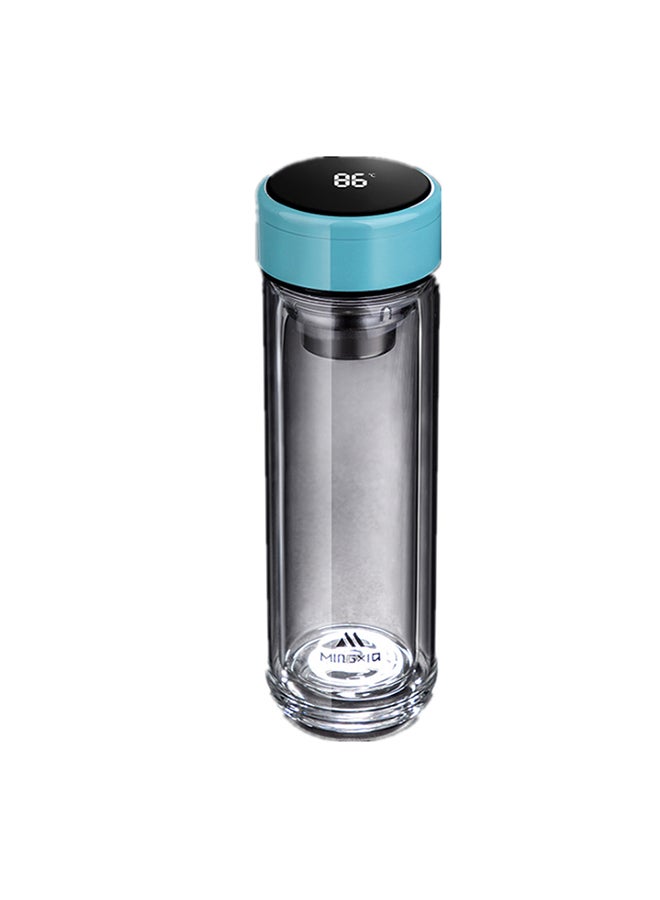 Double Glass Water Bottle Blue/Clear 20.5cm