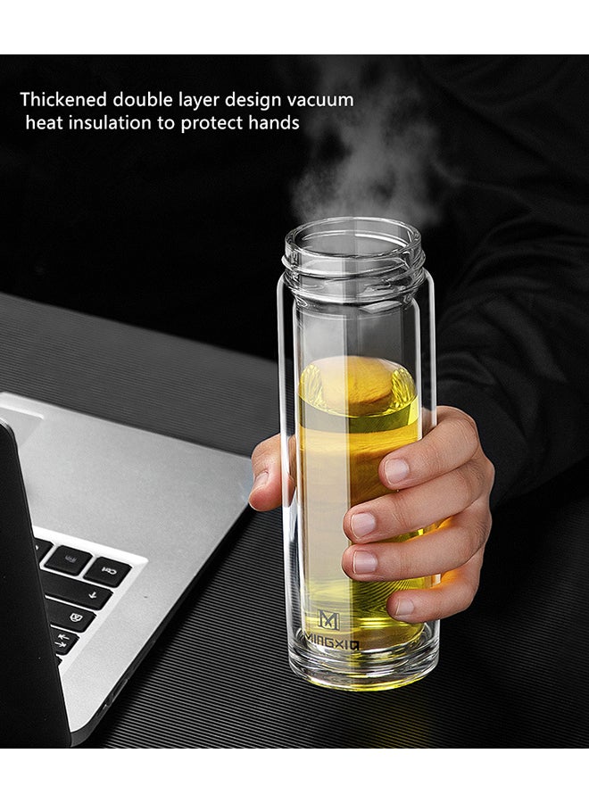 Double Glass Water Bottle Blue/Clear 20.5cm