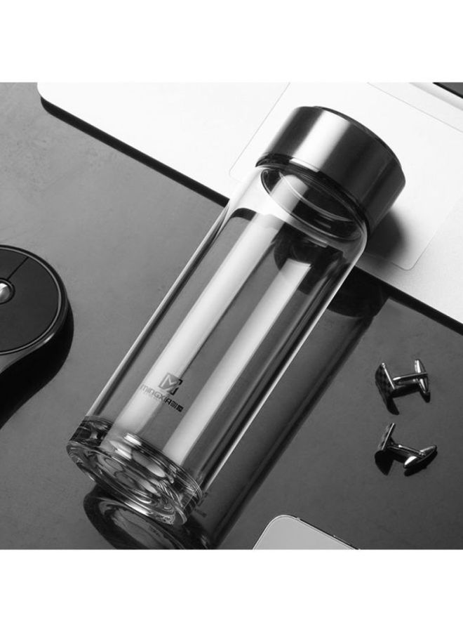 Single Layer Glass Water Cup With Cover Clear/Silver
