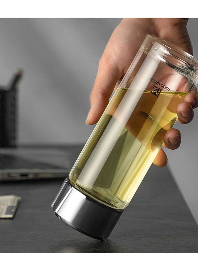 Single Layer Glass Water Cup With Cover Clear/Silver