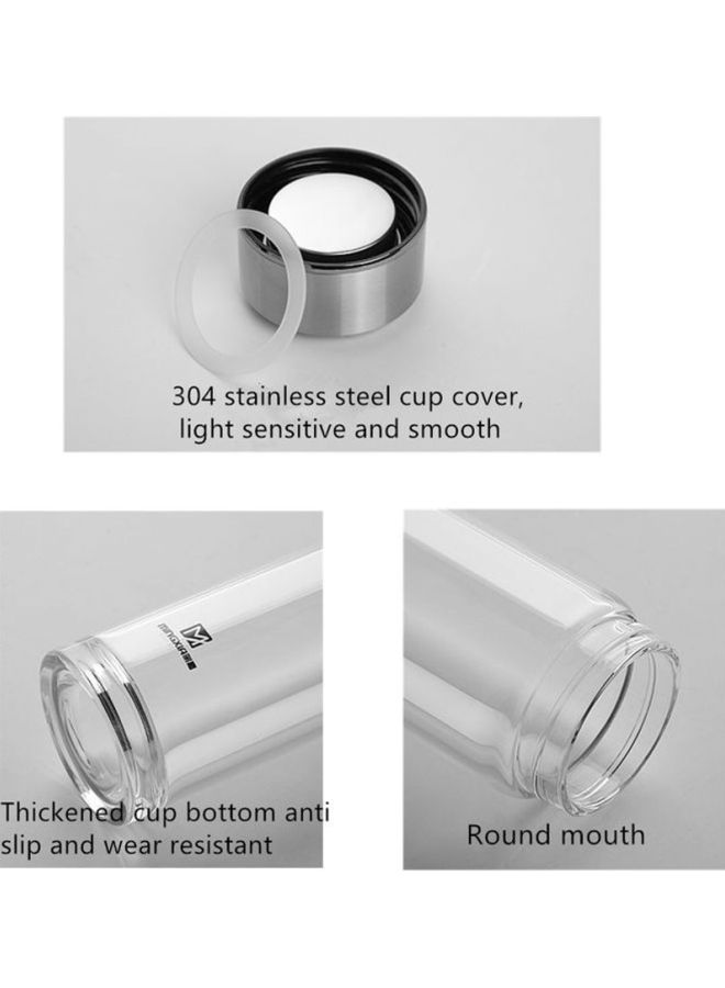 Single Layer Glass Water Cup With Cover Clear/Silver