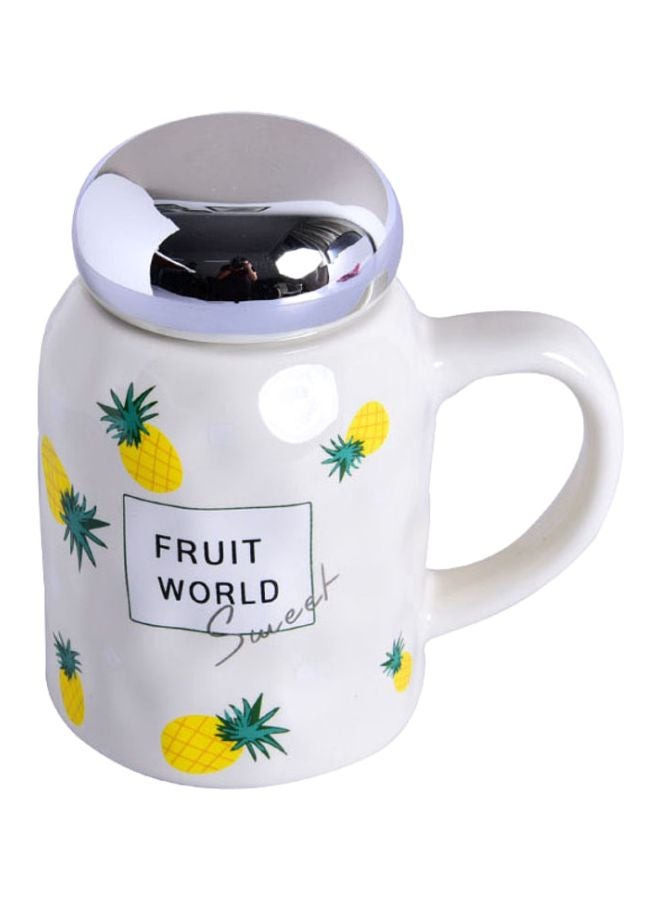 Pineapple Peach Ceramic Mug White/Yellow/Green