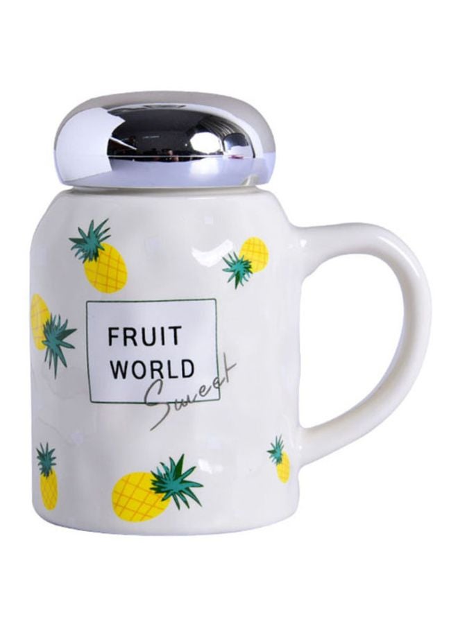 Pineapple Peach Ceramic Mug White/Yellow/Green