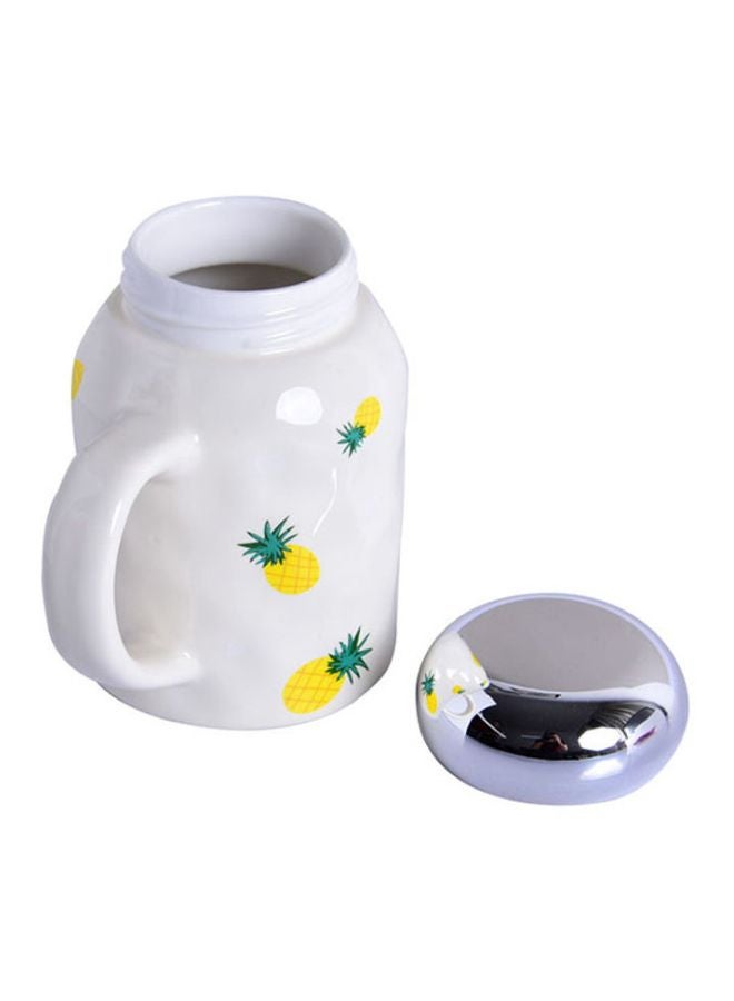 Pineapple Peach Ceramic Mug White/Yellow/Green