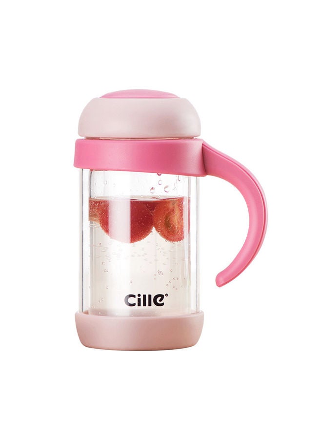 Glass Double Layer Heat Insulation Portable Water Cup pink