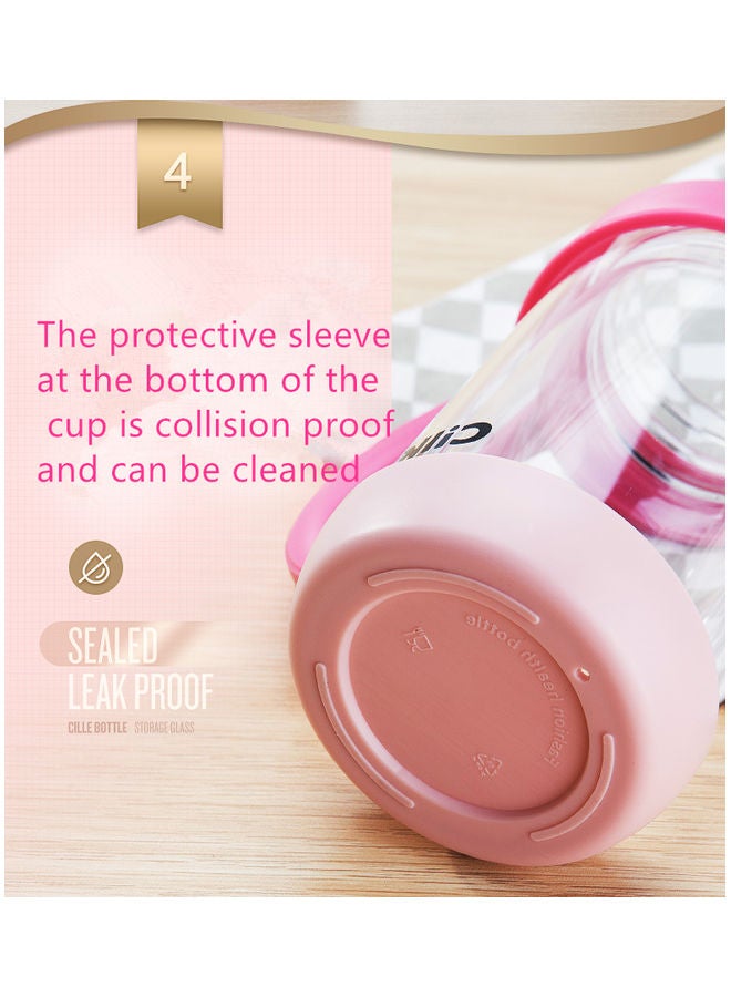 Glass Double Layer Heat Insulation Portable Water Cup pink