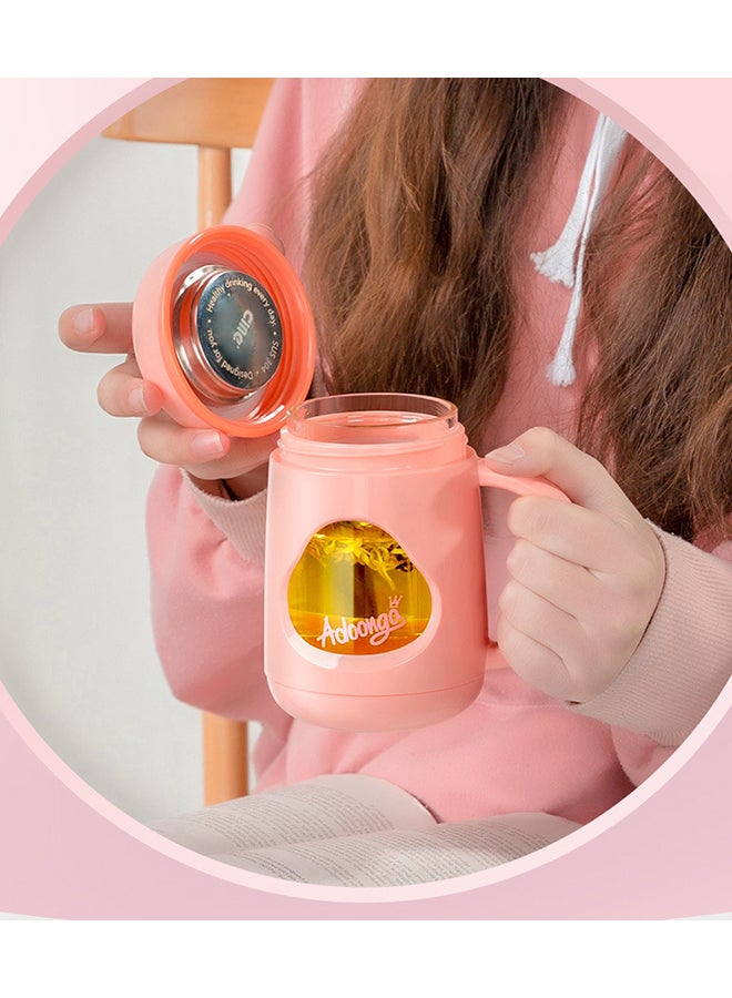 Tea Separation Creative Mug Pink/Silver/Clear