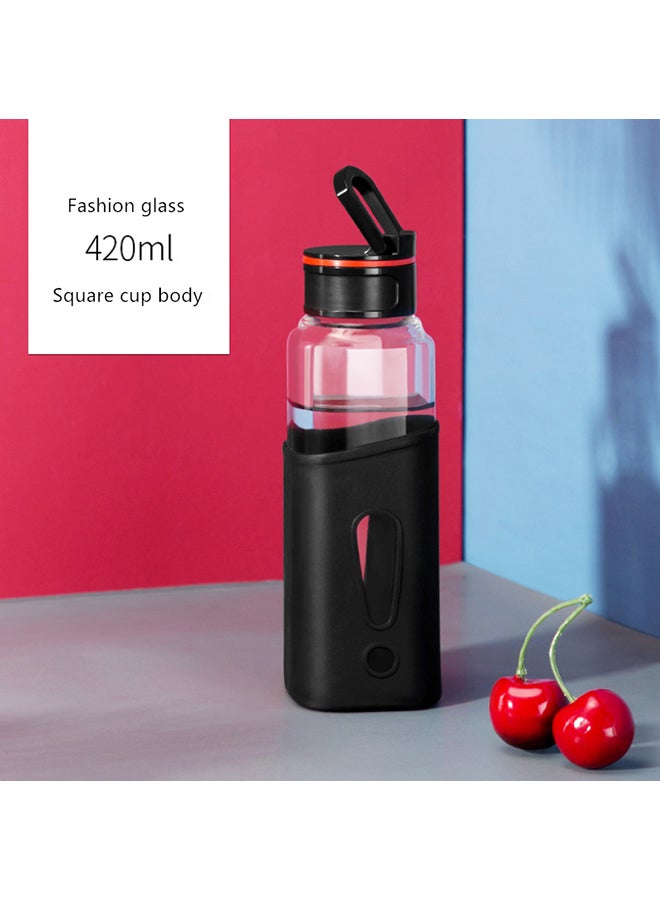 Glass Water Bottle Black