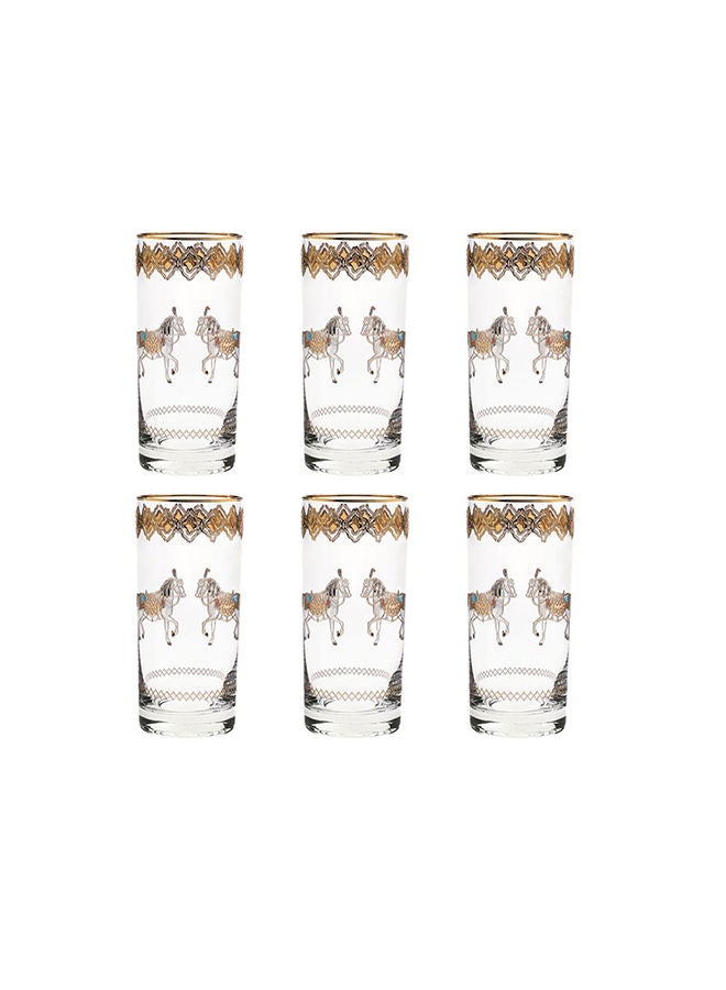 6-Piece Horse Amber Long Drink Glasses