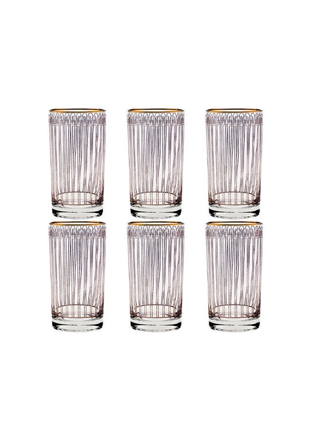 6-Piece Bonton Gold Long Drink Glasses