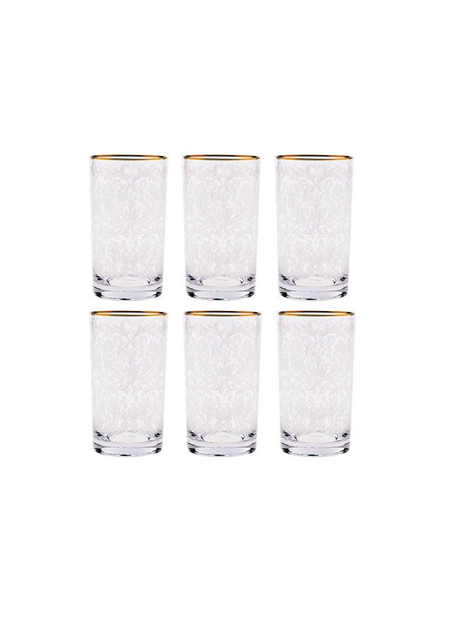 6-Piece Embroidery Gold Long Drink Glasses