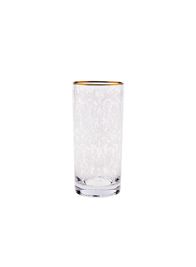 6-Piece Embroidery Gold Long Drink Glasses