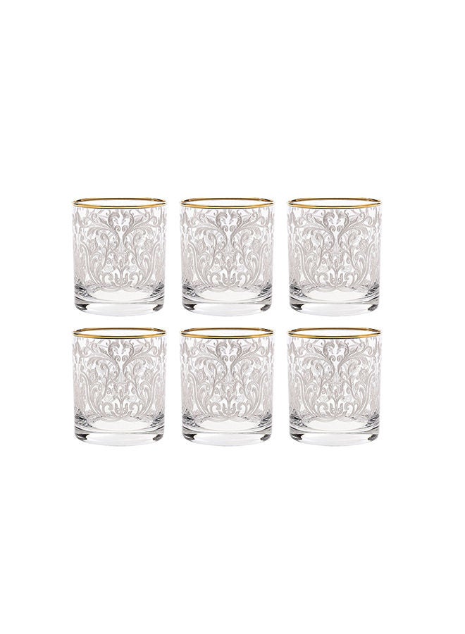 6-Piece Embroidery Gold Short Drink Glasses