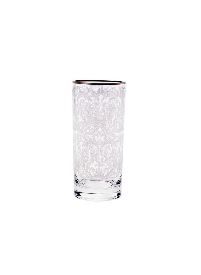 6-Piece Embroidery Platinum Long Drink Glasses