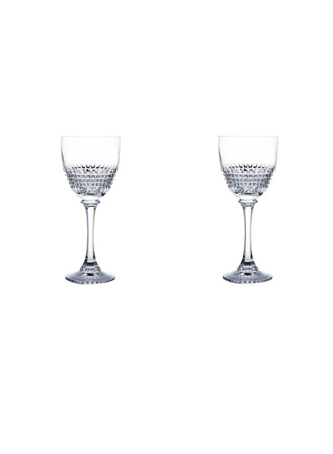 2-Piece Goblet Diamond Glass Set Clear