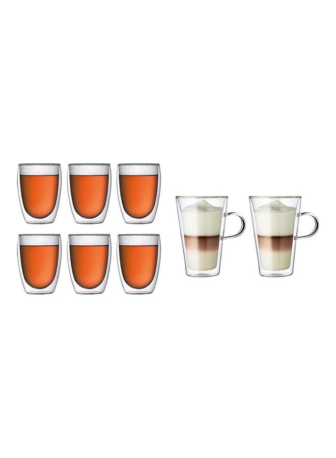 8-Piece Double Walled Thermo Glass Tumbler Set Clear