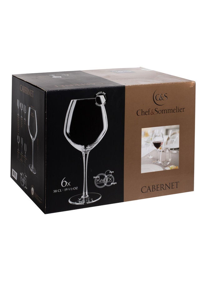 6-Piece Cabernet Vins Jeunes Stem Glass Set Clear 580ml