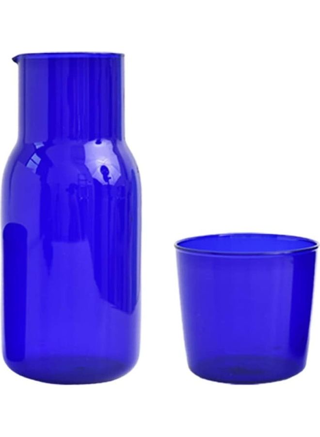 Night Carafe Pitcher and Tumbler Glass Set Blue