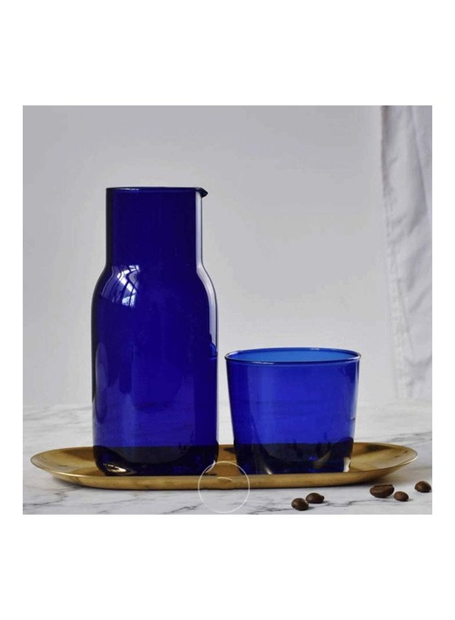 Night Carafe Pitcher and Tumbler Glass Set Blue