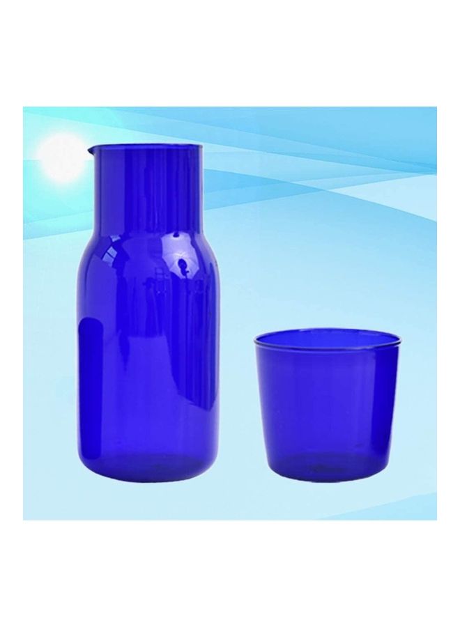 Night Carafe Pitcher and Tumbler Glass Set Blue