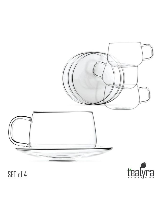 8-Piece Double Walled Coffee Mug And Saucer Set Clear