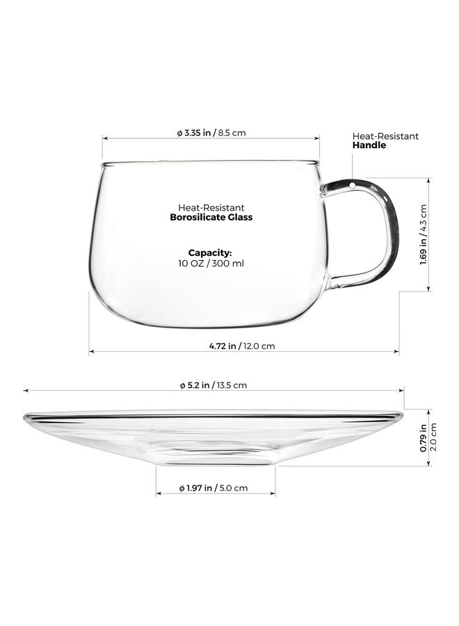 8-Piece Double Walled Coffee Mug And Saucer Set Clear