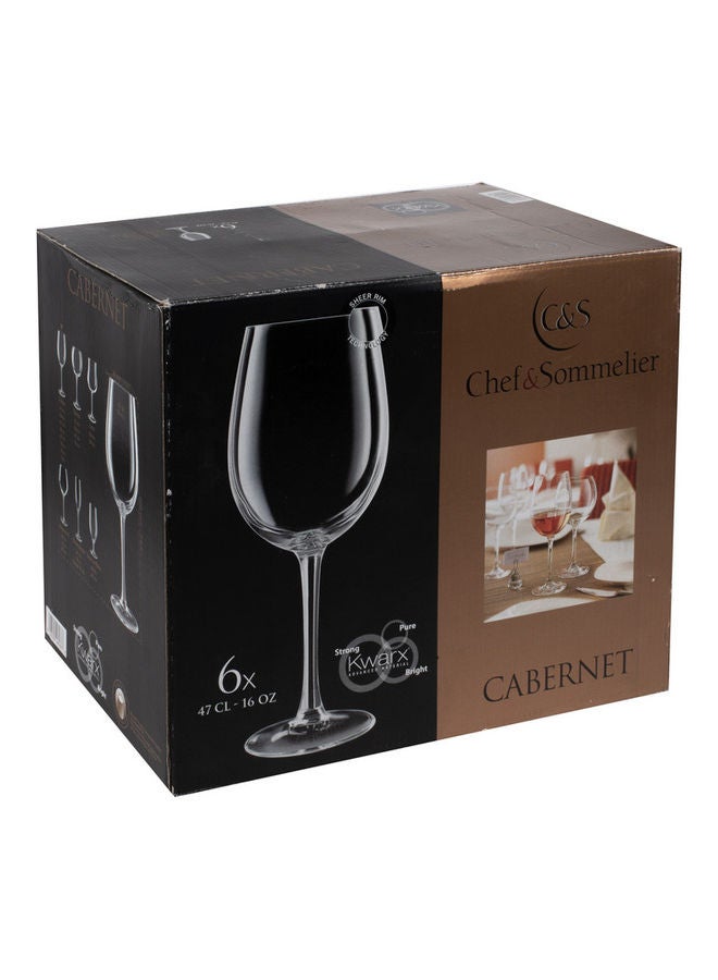 6-Piece Cabernet Tulipe Stem Glass Set Clear 470ml
