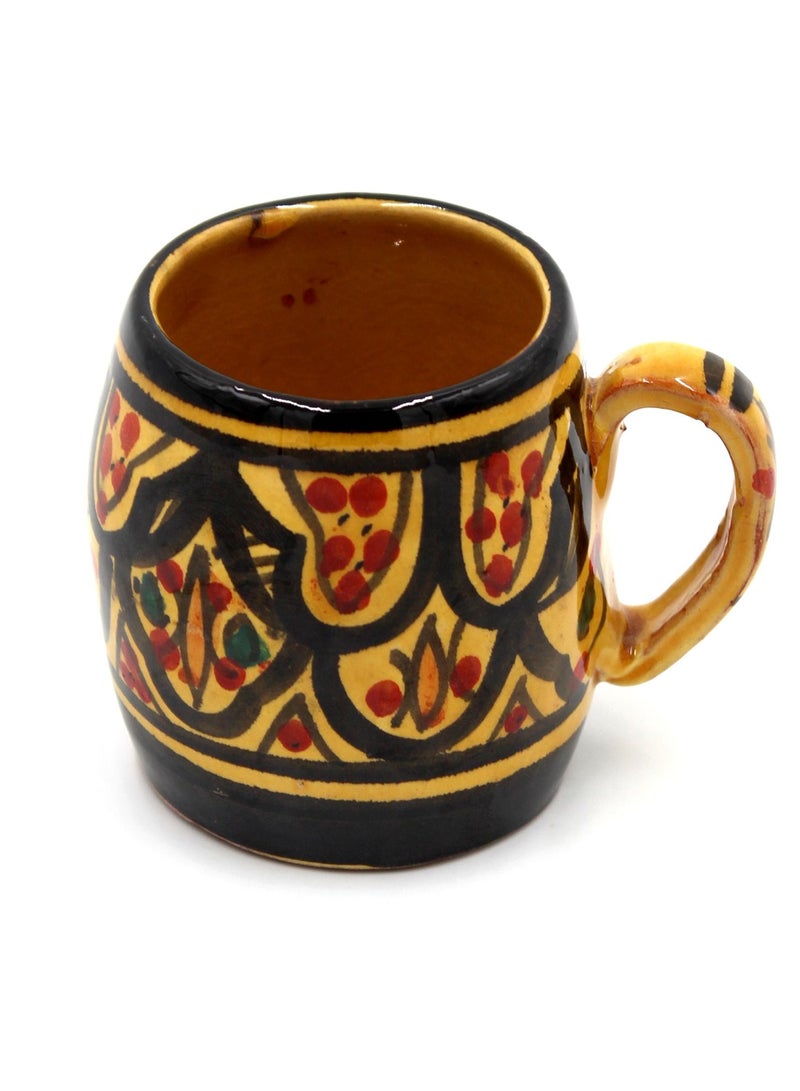 MOROCCAN HNDPAINTD NATURAL CLAY CUP-8CM-MO1340
