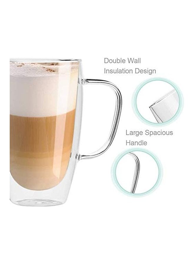 6-Piece Premium Double Wall Insulated Glass Mugs Clear 450ml