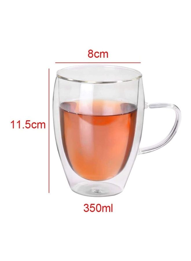 Set Of 4 Double Walled Design Glass Cup Clear 350mm