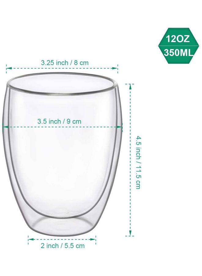 4-Piece Insulated Double Walled Glass Tumbler Set Clear