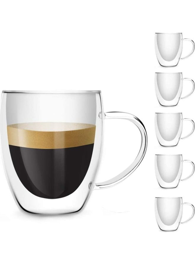 6-Piece Premium Double Wall Insulated Glass Mugs Clear