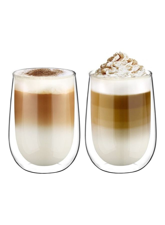 2 Pieces Double Walled Coffee Glasses Mugs multicolour
