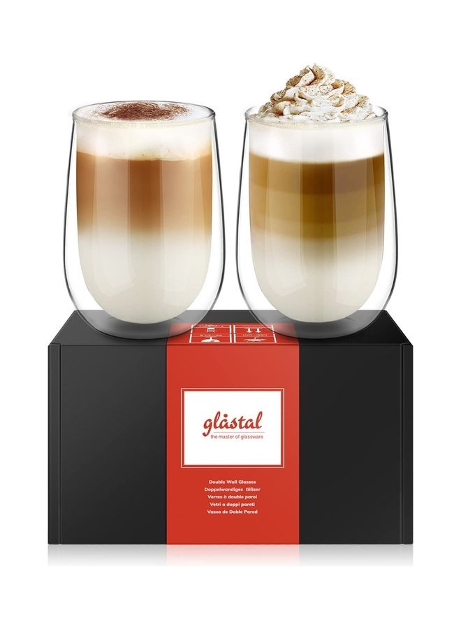 2 Pieces Double Walled Coffee Glasses Mugs multicolour