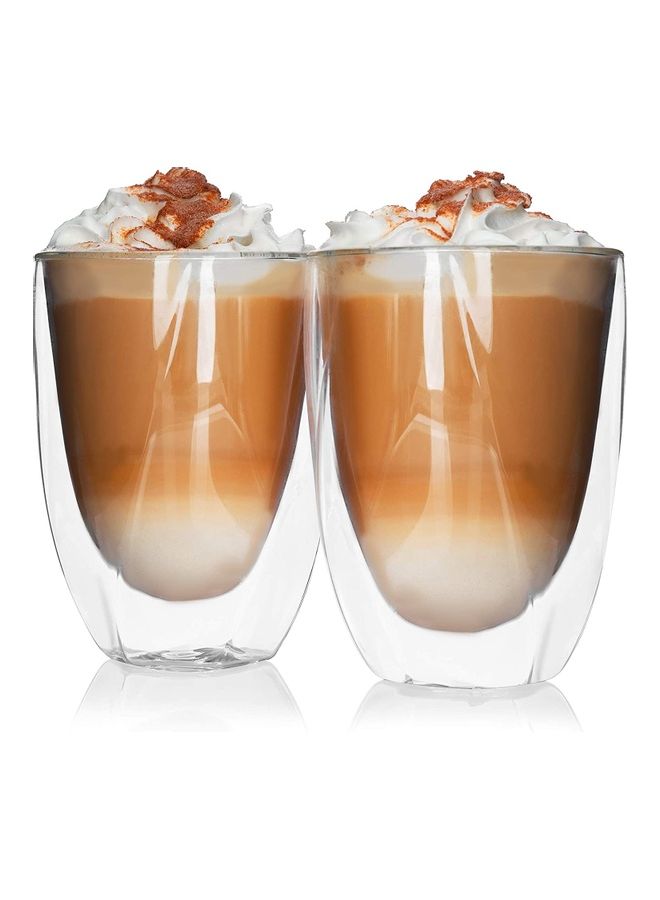 Set of 2 Double Wall  Coffee Mugs multicolour 300mm