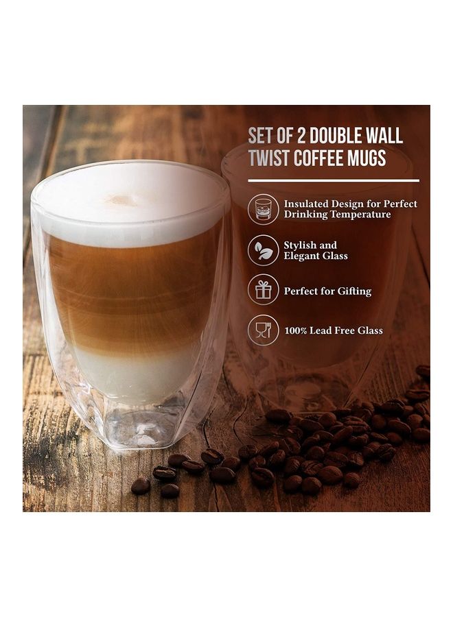 Set of 2 Double Wall  Coffee Mugs multicolour 300mm