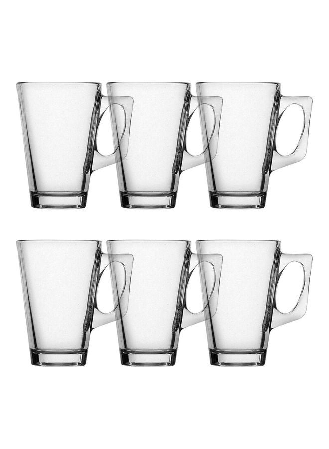 Set Of 6 Glass Cafe Latte Cappuccino Mug Clear