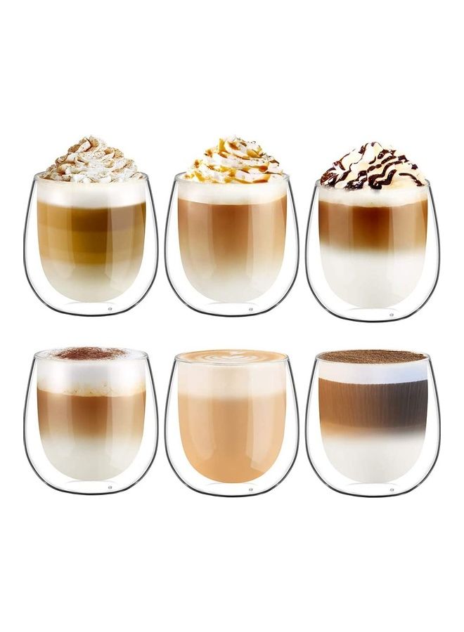 6 Pieces Double Walled Coffee Glasses Mugs multicolour