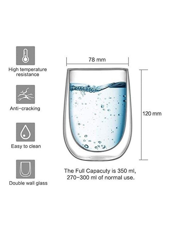 2-Piece Double Walled Coffee Mugs Clear