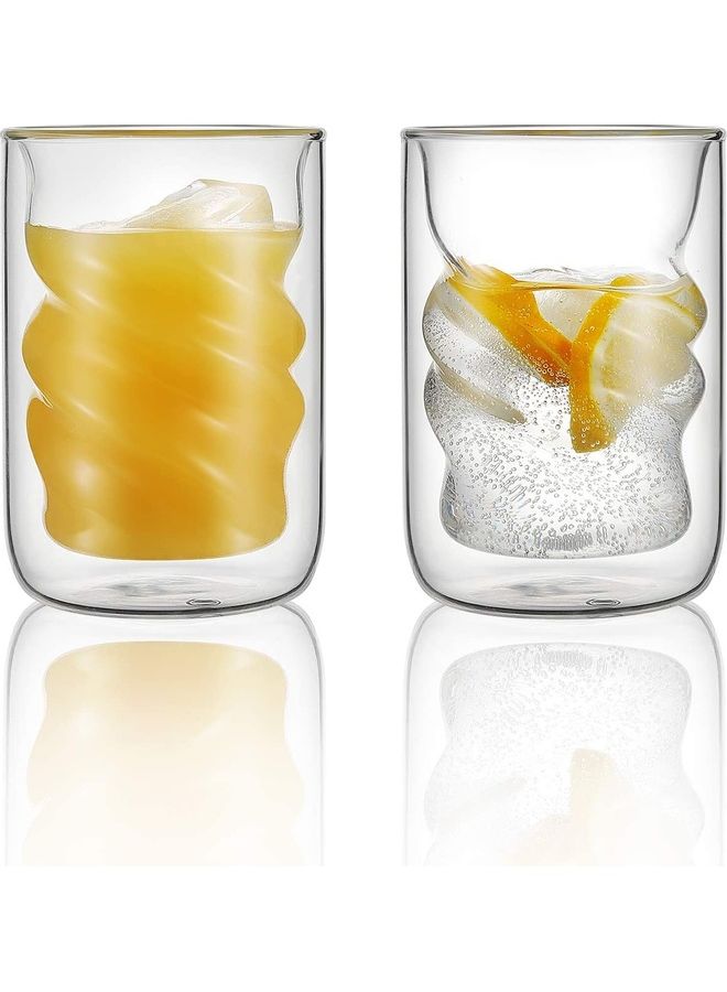 Set of 2 Glasses Coffee Mugs multicolour