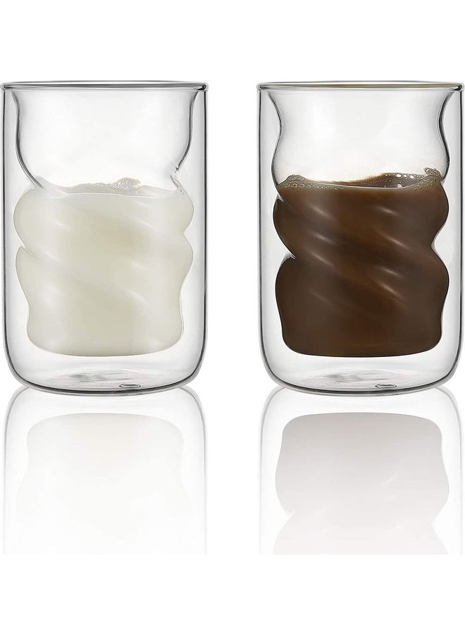 Set of 2 Glasses Coffee Mugs multicolour