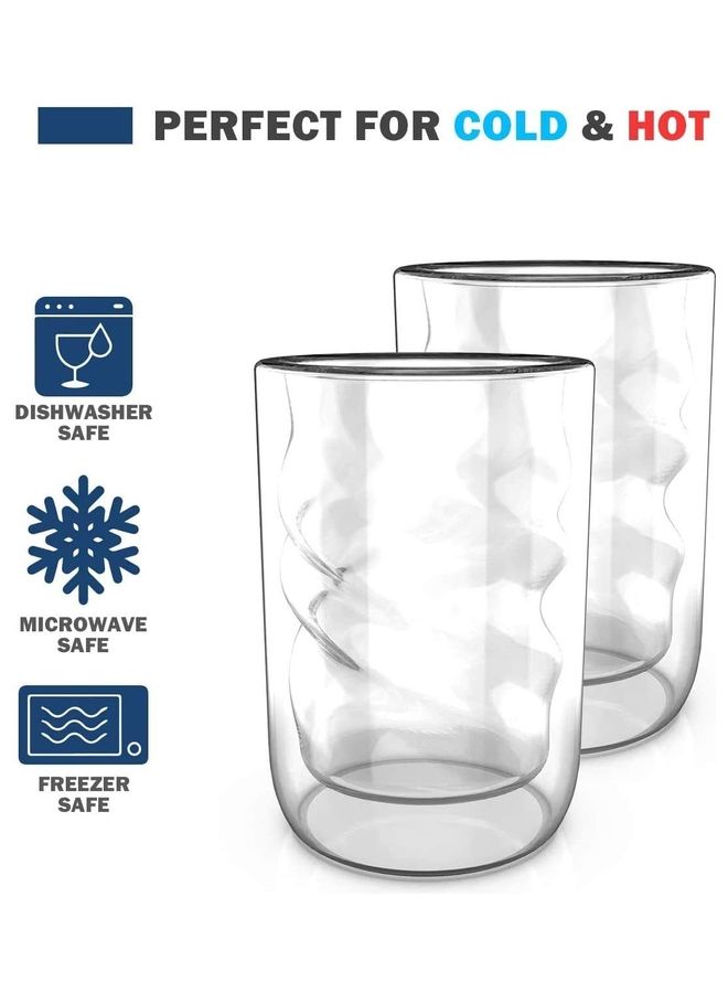 Set of 2 Glasses Coffee Mugs multicolour