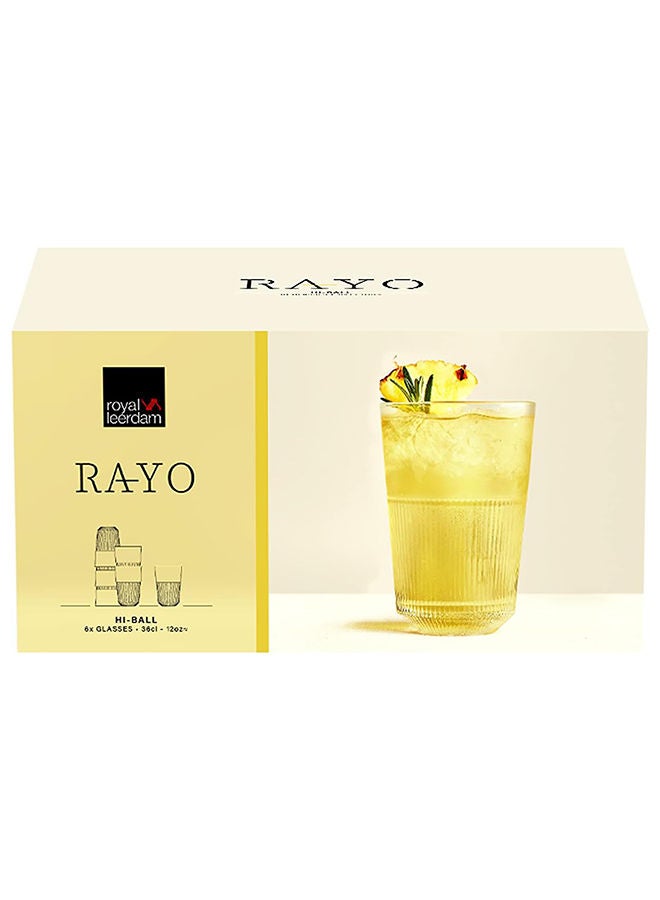 6-Piece Royal Leerdam Rayo Hi Ball Glass Set 360 ml