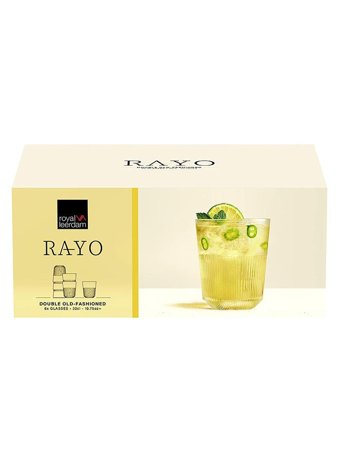 6-Piece Royal Leerdam Rayo Old Fashioned Glass Set 320 ml