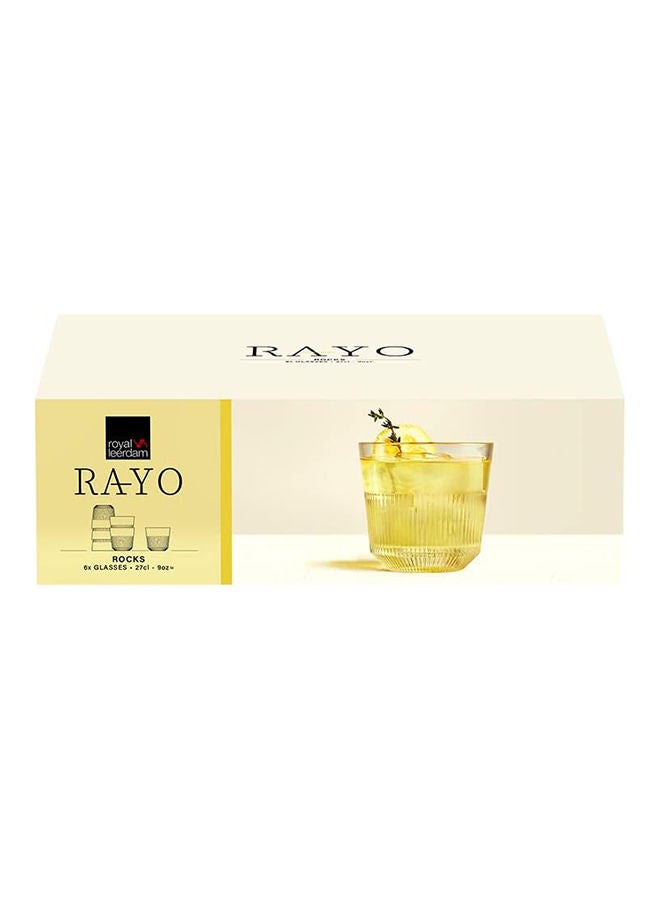6-Piece Royal Leerdam Rayo Rocks Glass Set 270 ml