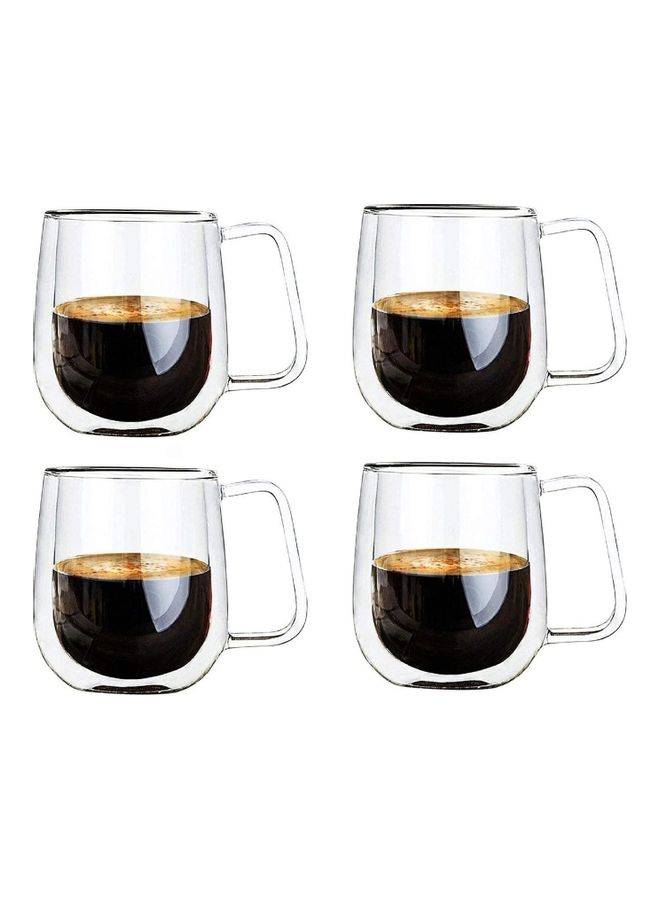 4-Piece Double Walled Glass Mug Set Clear