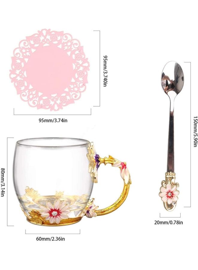 Butterfly Flower Themed Mug With Spoon Clear