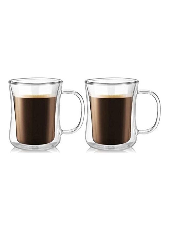 2-Piece Double Walled Coffee Mugs Clear