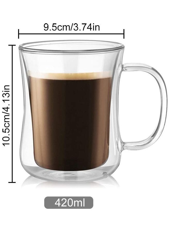 2-Piece Double Walled Coffee Mugs Clear