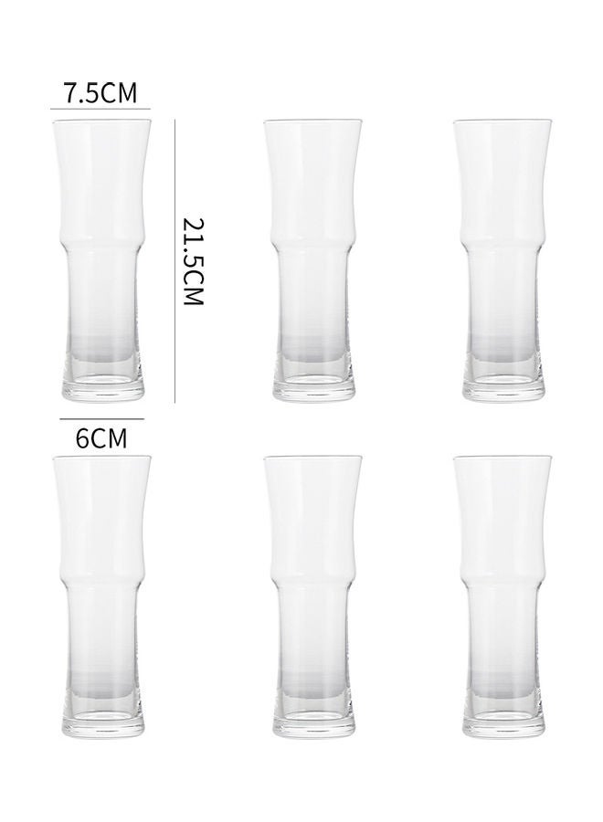 6-Piece Quanming Bamboo Drink Glass Set Clear